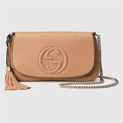 tan gucci handbag with big g on front|gucci soho bag sale.